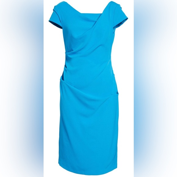 Adrianna Papell Dresses & Skirts - Adrianna Papell Ice Blue Surplice Sheath Cocktail Dress size 14